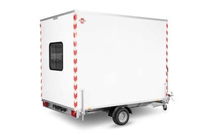 Bauwagen Stema 1300 KG gebremst 1 Achser SHBK O2 13-30-20.1 P23 Tür in Vorderwand, 4 Abstellstützen und Schiebefenster – Bild 7
