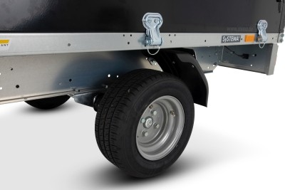 SySTEMA Hochlader Schwarz Pulverbeschichtet 750 KG tiefschwarz RAL 9005+Flachplane schwarz+ Deichselbox aus Riffelblech – Bild 7