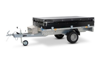 SySTEMA Hochlader Schwarz Pulverbeschichtet 750 KG tiefschwarz RAL 9005+Flachplane schwarz+ Deichselbox aus Riffelblech – Bild 5