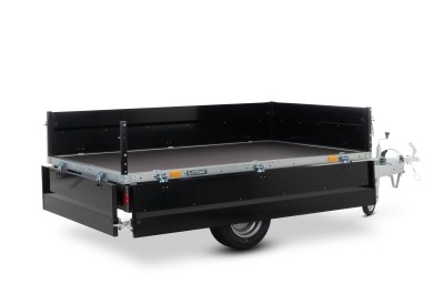 SySTEMA Hochlader Schwarz Pulverbeschichtet 750 KG tiefschwarz RAL 9005+Flachplane schwarz+ Deichselbox aus Riffelblech – Bild 4