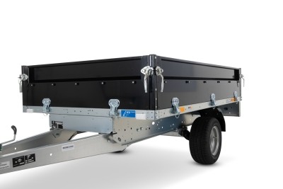 SySTEMA Hochlader Schwarz Pulverbeschichtet 750 KG tiefschwarz RAL 9005+Flachplane schwarz+ Deichselbox aus Riffelblech – Bild 3