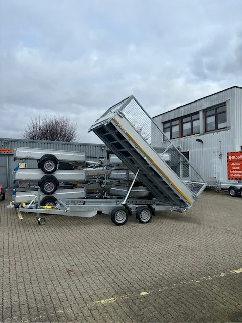 EDUARD 4x2 m . 3,5 t mit 2442 kg Zuladung. 4020 -GD- 3 Seitenkipper, Alu-Auffahrschienen, Bordwände 30cm -3500kg- E & H-Pumpe - Lfh:63cm-195/50R134020 - Laubgitter pendelbar - 70cm hoch – Bild 16