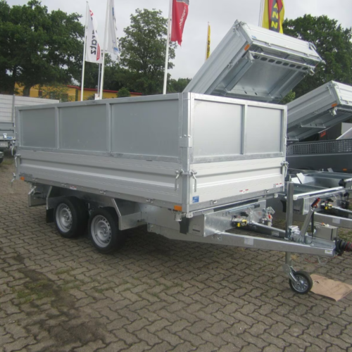 Humbaur HTK 3000.31 3 seiten Kipper 3000 KG E-Pumpe u. Stahl Aufsatz PKW Anhänger Neu