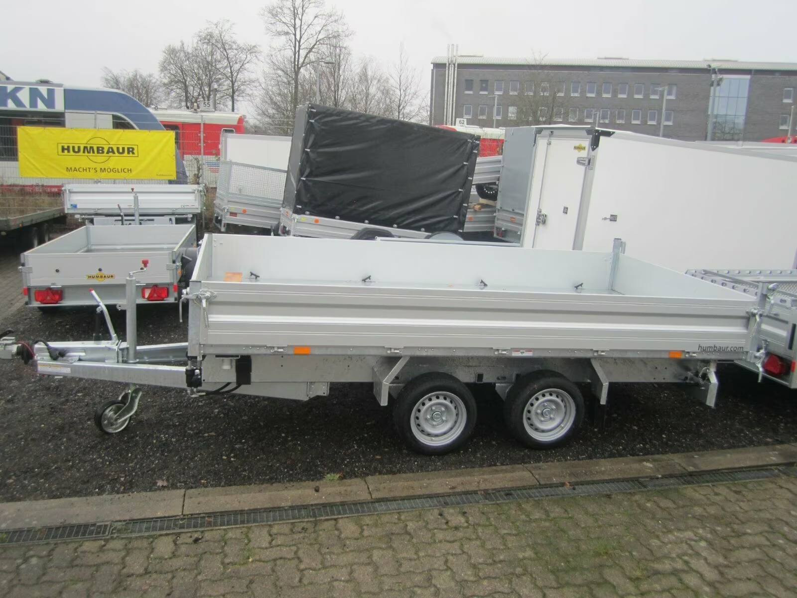 Humbaur 3 Seitenkipper 3,5 t HTK 3500.37 Alu E-Pumpe PKW Anhänger – Bild 6