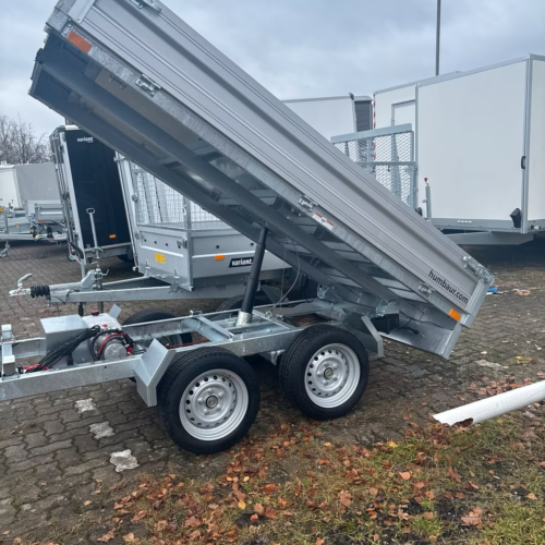 Humbaur 2700 KG Heckkipper Doppelachser 2,68x1,50 m Elektro und Handpumpe