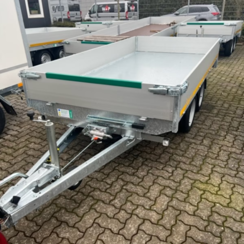 Eduard 3116 -GD- 3 Seitenkipper, 3500 KG Auffahrschienen aus Alu, Bordwände 30cm -3500kg- E & H-Pumpe. PKW Anhänger Neufahrzeug