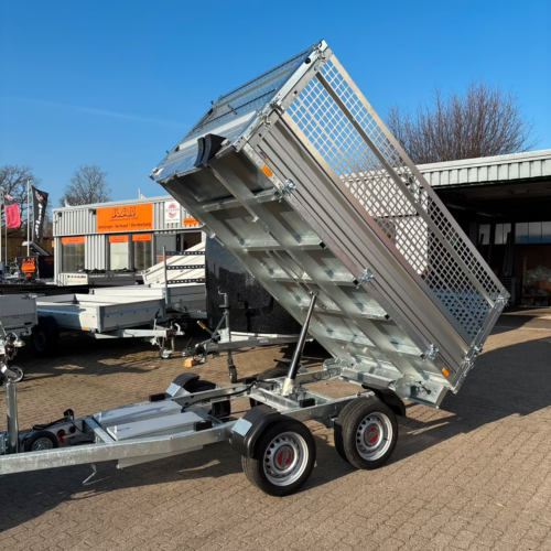 Stema ROCKO Smart RKE O2 20-27-15.2 mit Alu-Bordwand Rückwärtskipper Elektropumpe Elektropumpe 2000 KG Gitteraufsatz 66 cm Neufahrzeug PKW Anhänger